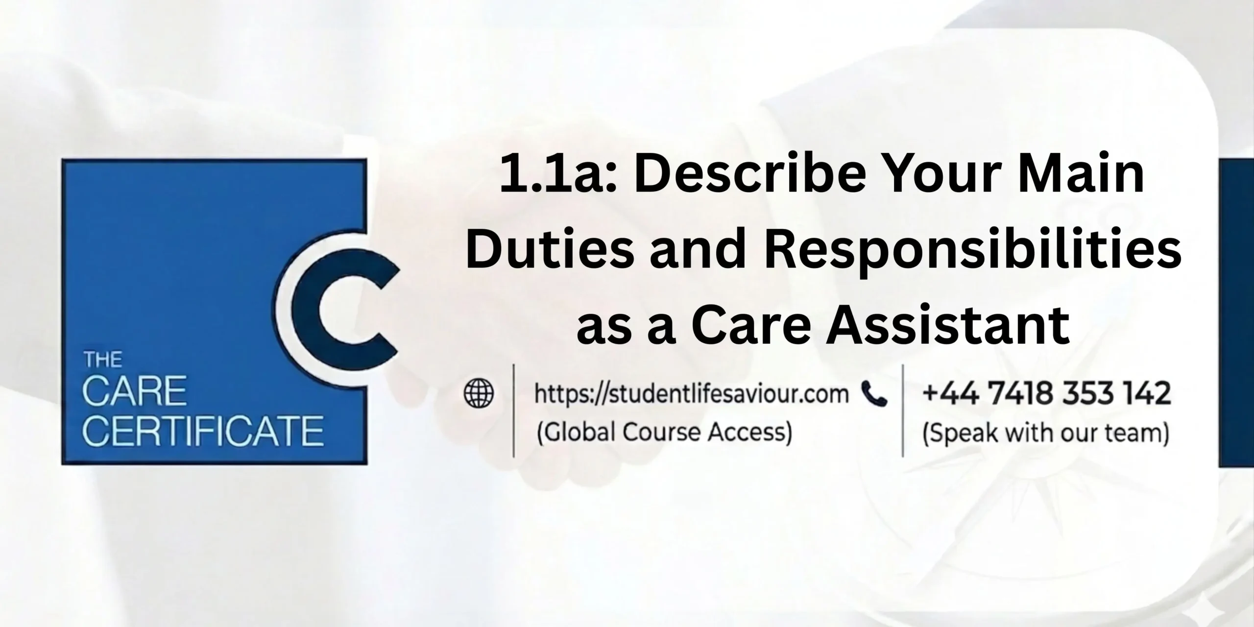 1.1a: Describe Your Main Duties and Responsibilities as a Care Assistant